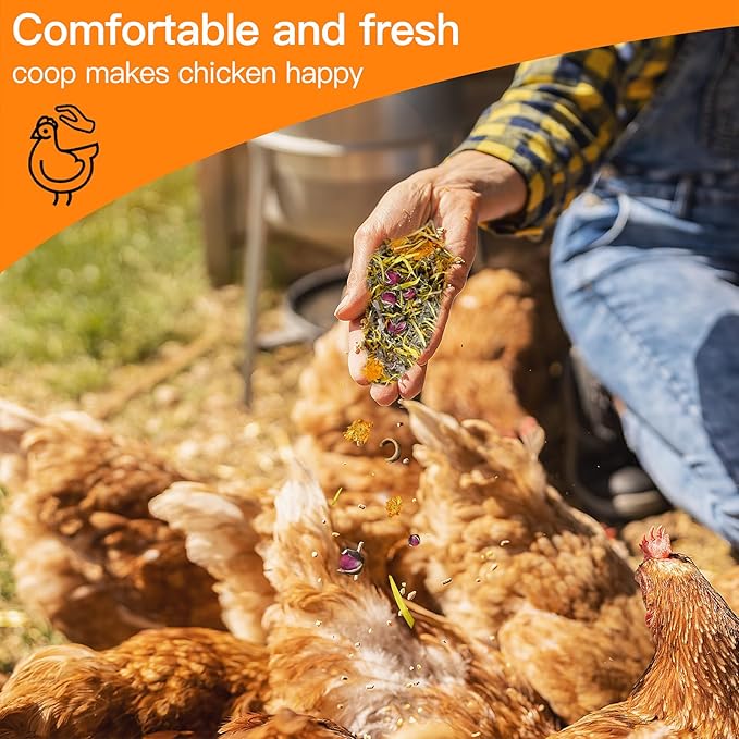 35 Oz Chicken Nesting Coop Boxes Pads Herbs Natural Roost Poultry House Incubator Grit Flowers Lime Hemp Bedding Refresher for Coop Freshness Promote Egg Laying Help Smell Box Packaging