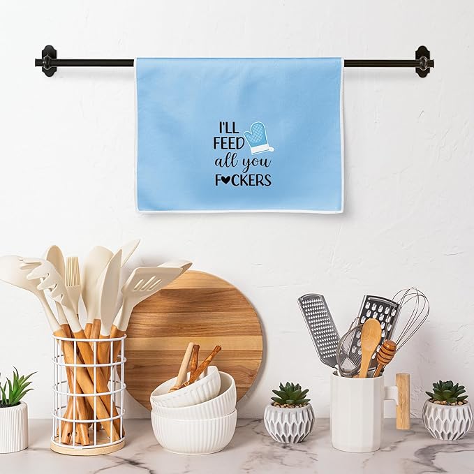 GROBRO7 Funny Sayings Hand Towel - 6Pcs No Bitchin in My Kitchen Fun Kitchen Decorative Soft Polyester Dish Towels for Bar Dining Room Restaurant Decor, Housewarming Gift for Hostess Home Friends