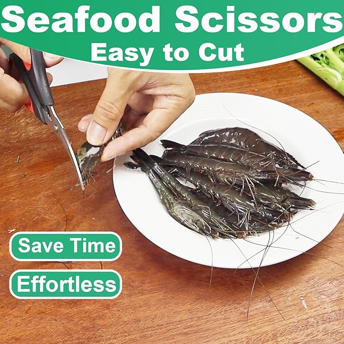 Heavy Duty Poultry Shears Seafood Scissors 2pcs set,Kitchen Shears for food Heavy Duty,Kitchen Scissors All Purpose,Chicken,Fish,Meat,Seafood, Easy to Cleaning,Dishwasher Safe