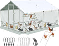 Quictent Large Metal Chicken Coop Run for 20+ Poultry with Climbing Perch, Side Hardware Cloth & Cover, Advanced Series Outdoor Walk-in Cage Hen Duck Rabbit Dog Pen Yard Farm House, 12x9x6.6FT