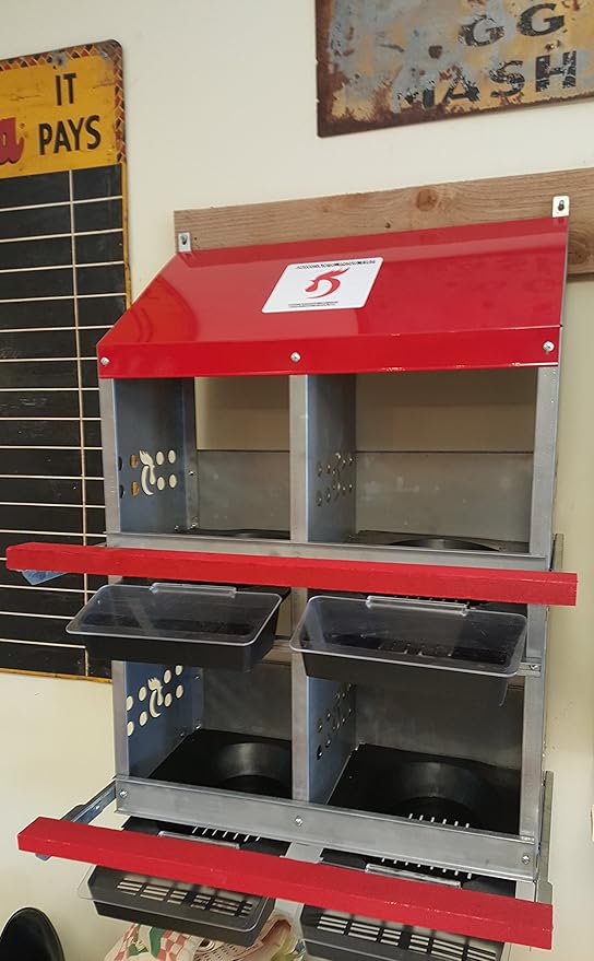 Duncan's Rollaway Nesting Boxes - 4 Hole Metal Poultry Nest Box for Chickens, Hens, Ducks - Large Rollout Egg Laying Boxes - Rust Proofed Construction with Large Vented Holes