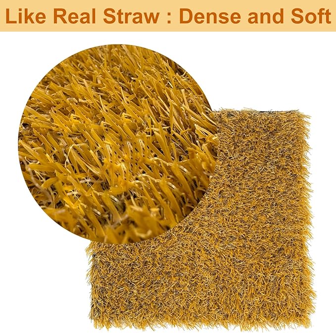12 Pack Chicken Nesting Pads for Chicken Coop, 11.8"x11.8" Reusable Plastic Artificial Grass Nesting Box Pads Washable Laying Eggs Turf Egg-Protecting Mats for Coops, Pets & Crafts - Yellow