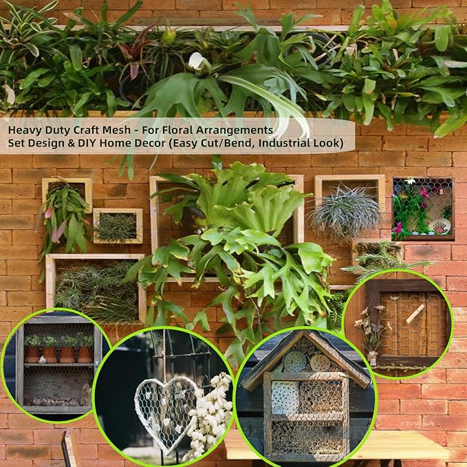 Chicken Wire, Easy to Shape, 15.7 x 87 Inches, Green PVC Coated Lightweight Galvanized Hexagonal Chicken Wire mesh, Floral Chicken Wire for Craft, Poultry, Garden