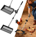 Chicken Poop Scooper & Rake 2-in-1 – 12 Inch Shovel Head & 3-Angle Adjustable Stainless Steel Handle, Chicken Litter Scoop and Coop Rake & Sand Sifting Shovel for Chicken Coops, Black