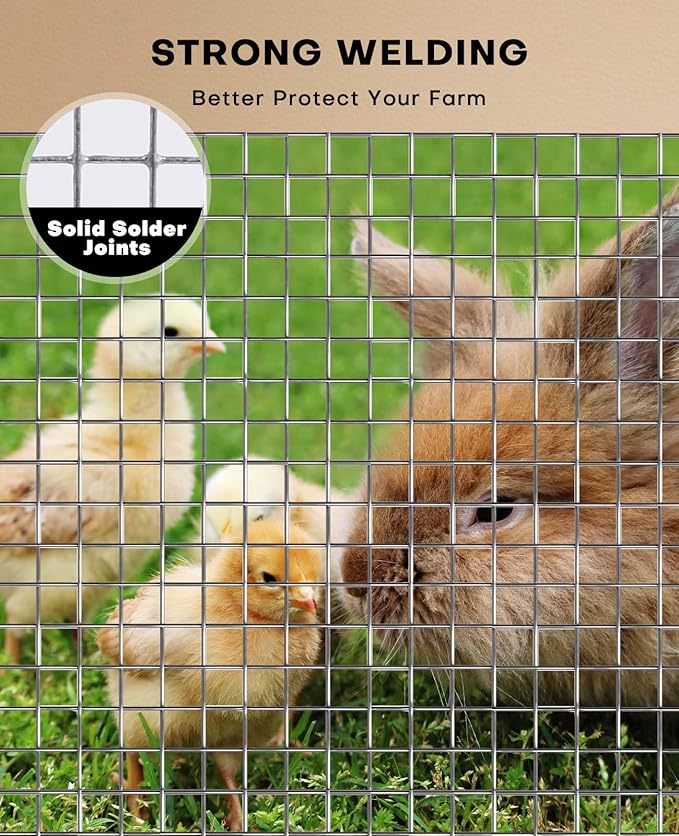 Hardware Cloth 1/4 Inch 36 x 100 Ft 23 Gauge, Hot-Dip Galvanized After Welding Wire Mesh, Heavy Duty & Rust Resistant for Chicken Coop, Garden Fence, Rodent & Gopher Wire