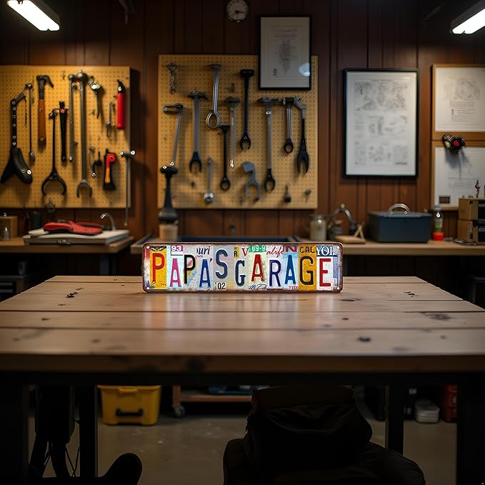 Garage Decor Garage Gifts Tin Sign Best Papas Garage Signs Vintage Papas Workshop Sign Father Garage Signs Dad 4x16 Inch