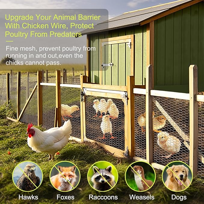 Chicken Wire Fencing, 16.5 x 158 Inch Chicken Wire Mesh Roll for Garden Plants, 1 Inch Mesh Hexagonal Galvanized Metal Poultry Wire Netting for Chicken Coop Rabbit Dogs Barrier