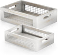 Wooden Countertop Baskets Set of 2 for Kitchen, Bathroom, Pantry|Wall Mount Upgrade with Full Accessories| Rustic Nesting Boxes|Wooden Organizer Crates for Fruit, Vegetables, Produce, Bread
