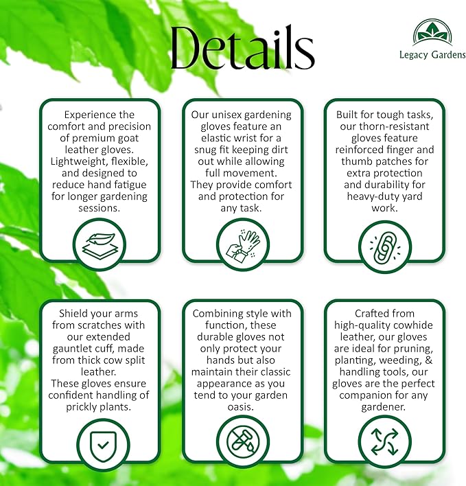 Leather Gardening Gloves for Women & Men, Long Garden Gloves, Cowhide Gauntlet Rose Pruning Thorn Resistant, Forearm Protection, Large, Brown