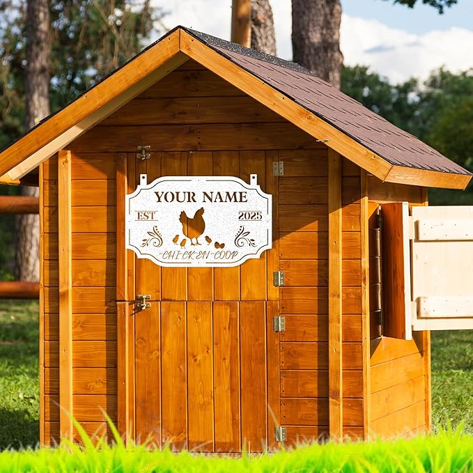 Custom Chicken Coop Signs, Personalized Funny Chicken Coop Signs, Custom Metal Farm Signs for Outdoor, Chick Hen House Sign Funny Farmhouse Outside Wall Decor Gift