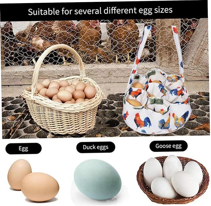 Egg Basket, Egg Collecting Basket, Handheld Chicken Holder with 7 Individual Bags for Gathering Fresh Eggs Safely from Coop to Kitchen, Gathering