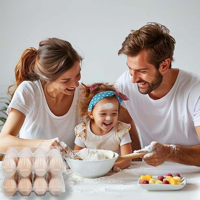 50 Pack 12 Count Plastic Egg Cartons - Bulk Cheap Clear Reusable Egg Containers for Chicken Eggs, Dozen Egg Storage Solutions. (50)