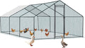 Outvita Chicken Coop, 19.5×10 FT Large Metal Chicken House, Poultry Habitat Cage with Waterproof Cover, Walk-in Chicken Run Pen for Small Animals Yard Farm Patio（Black Electrophoresis Process）