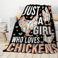 Chickens Throw Blanket | Chickens Decor for Women | Farmhouse Decor Gifts for Chickens Lovers | Just A Girl Who Loves Chickens Blanket Home Decor | 90"x120" for Familys