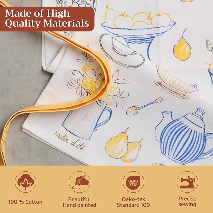 Maison d' Hermine 100% Cotton Apron for women with Pocket Kitchen Chef Apron for Men Cooking Easter Decorations