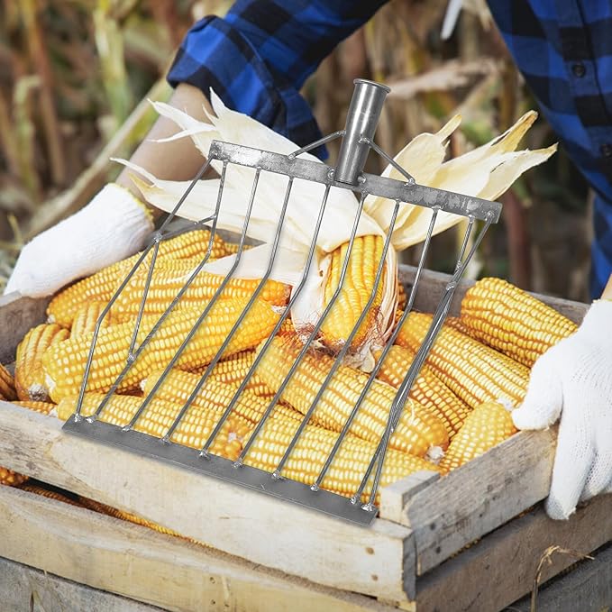 Yardwe Iron Corn Shovel Sieve Scoop for Maize Grain and Soil Sifting, Multi-Functional Farm and Garden Hand Tool Without Handle, Sturdy Iron Spade for Planting and Harvesting