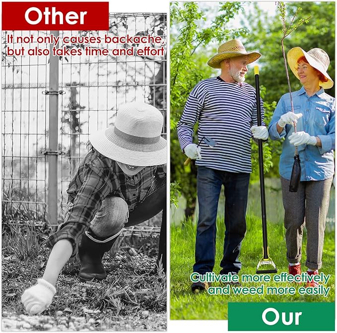 Garden Hoe Tool 1.2/1.6M Stainless Steel Incisive Stirrup Loop Hoe with Triangle Head and Long Handle Ergonomic Weeding Tool for Backyard Courtyard Vegetable Farm Planting .(4 Sections 1.6m)