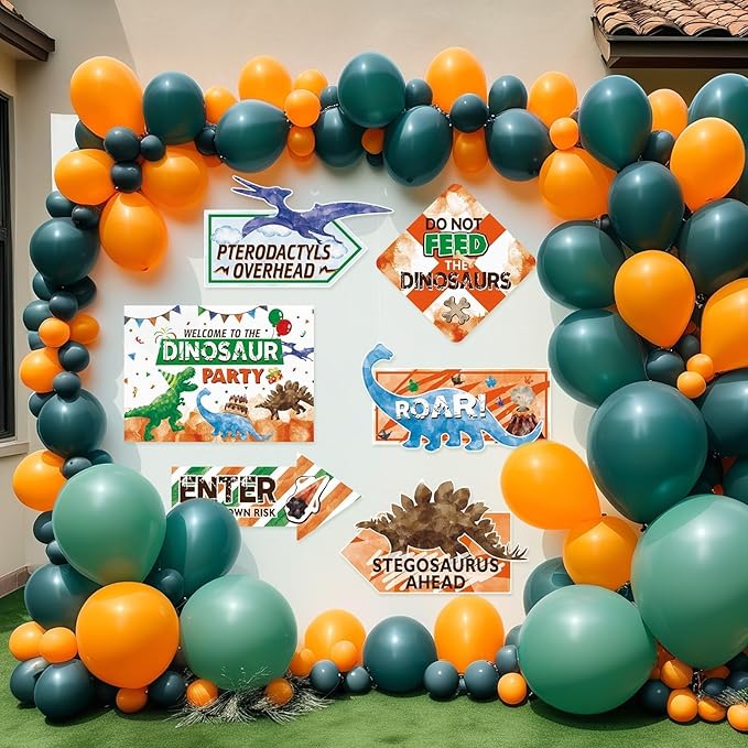 WERNNSAl Dinosaur Party Decorations - 10PCS Dinosaur Birthday Party Decorations Jurassic Birthday Supplies Dinosaur Crossing Sign for Dino Theme Party Home Door Wall Decor