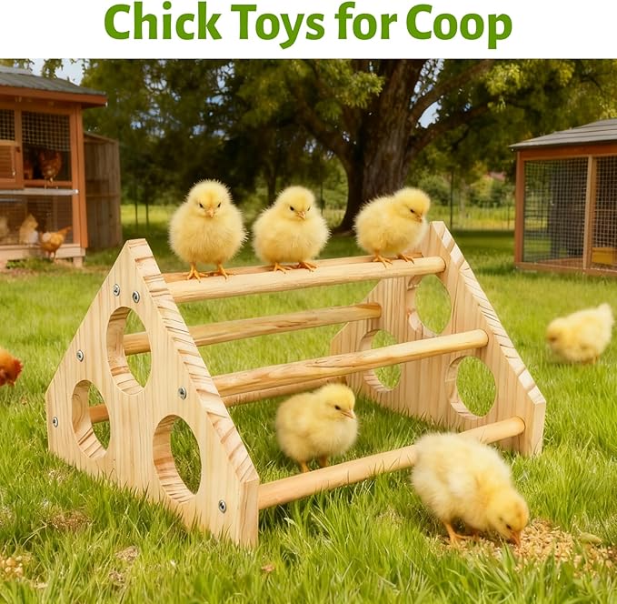 Wooden Chick Roosts Chick Perch, Non-Rotating Chicken Roosting Bar, Solid Fir Wood Splinter-Free Brooder Perch Stand for Chicks, Chicken Coop Jungle Gym Training Toy