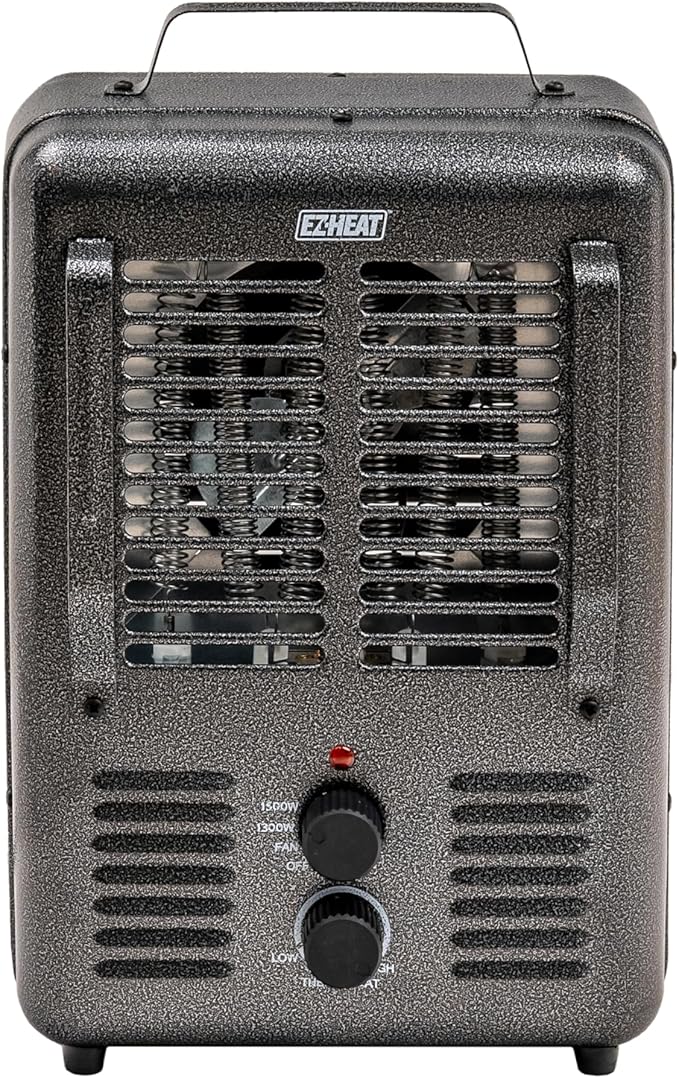 EZ-HEAT 1,500-Watt Portable Milkhouse Style Utility Space Heater with Adjustable Thermostat, Overheat Protection, and Safety Tip-Over Switch, Speckled Gloss, MTFH-01C