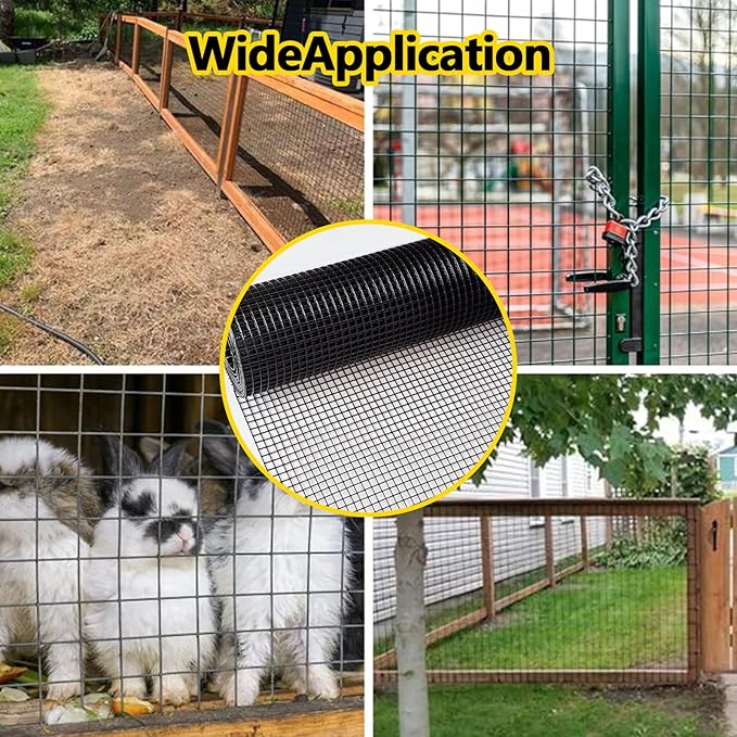 36" x 100" Hardware Cloth 21 Gauge, Black Galvanized Welded Wire Mesh Roll for Chicken Coop Fence, Poultry Netting, Garden Fence, Rabbit & Snake Cage, Heavy Duty Welding Fencing (36×100-21Gauge)