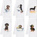 GROBRO7 Funny Dachshund Hand Towel - 6Pcs Dachshund Bathroom Decor Towels Soft Polyester Dishcloths for Bath Bar Spa Home Decorative Cute Puppy Lovers Gifts for Men Women Housewarming