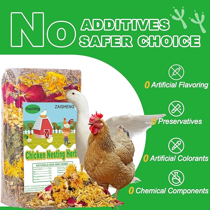 7 oz Chicken Nesting Herbs – 10 Natural Dried Blend, Lavender Rose Mint Mix, Helps Reduce Odors and Freshen Coop Naturally, Relaxing & Calming Herbs for Happy Hens