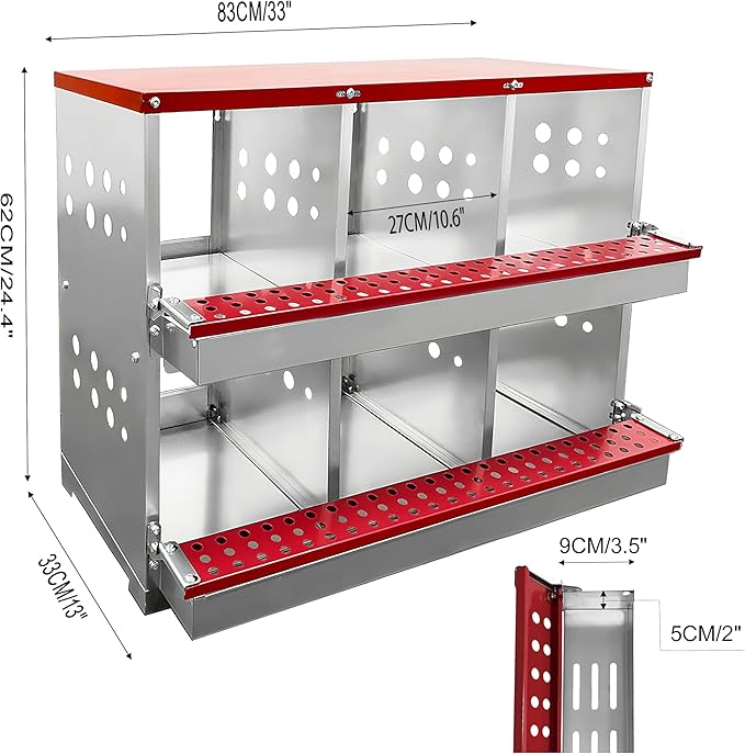 XINYI Chicken Nesting Boxes for Laying Eggs,Metal Coop for 6 Chickens,Roll Away Nesting Boxes,Easy Egg Collection,Brooder Box for Rabbit,Squirrel,Parakeet,Owl,Cockatiel,Robin