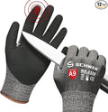 Schwer 12 Pairs ProGuard High Level Cut Resistant Work Gloves PR3326 for Extreme Protection，ANSI A9 Cut Gloves with Reinforced Thumb, Non Slip, Breathable, Durable, Touch-screen, Black (XL