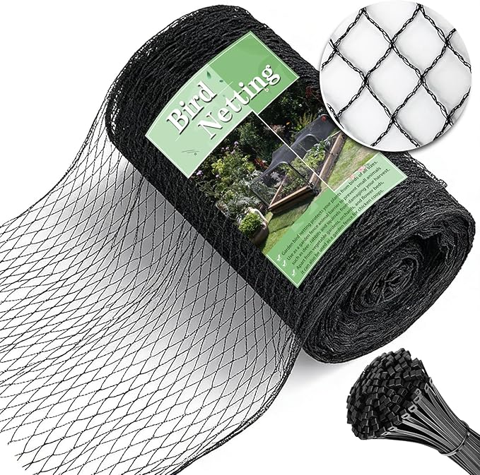 Bird Netting，25 x 25 FT Garden Netting Bird Net for Chicken Coop, Poultry Netting Fence for Fruit Trees, Plants and Vegetables Against Birds, Deer, Squirrels and Other Animals