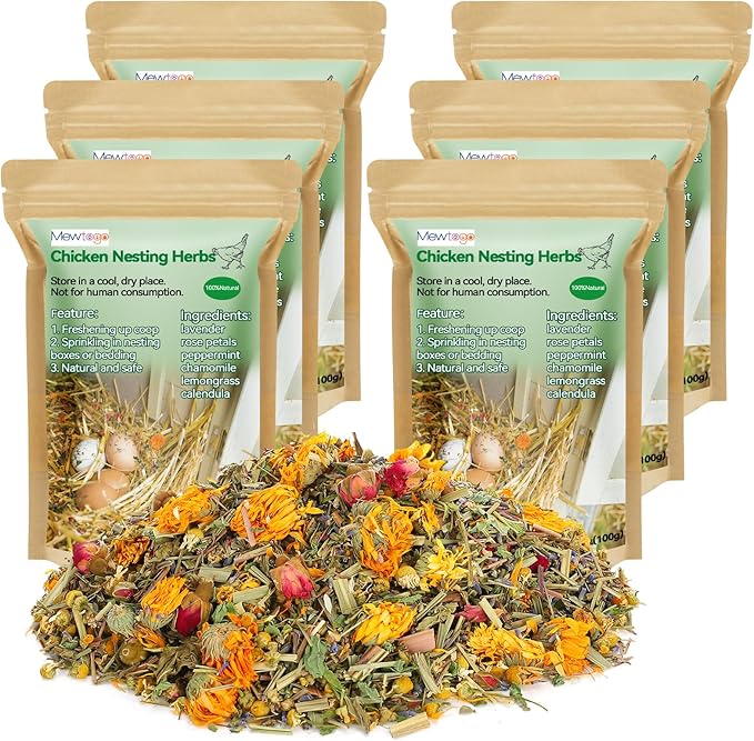 Chicken Nesting Herbs for Outdoor Indoor Chicken Coop - 21OZ Natural Egg-Laying Box Feed Herbs in Premixed 6 Dried Flower Herb for Freshening Bedding Promote Egg Production