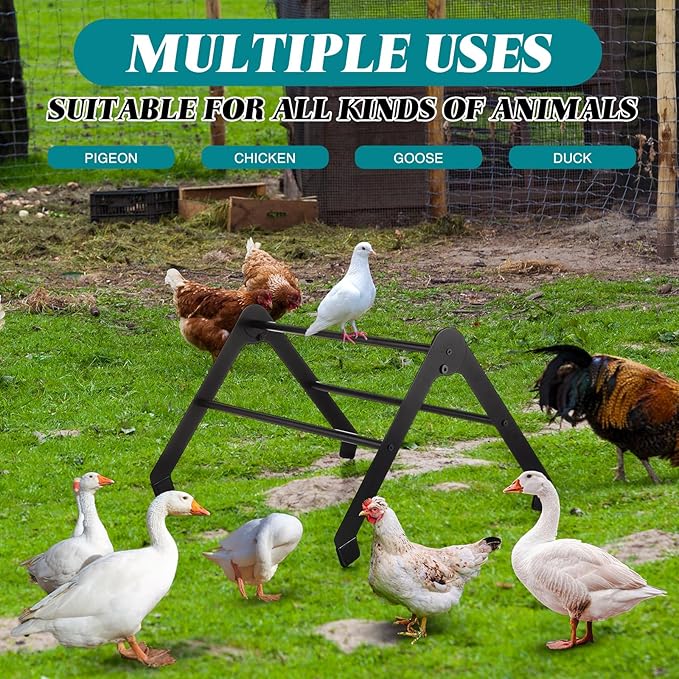 Moxweyeni 2 Pack Adjustable Chicken Perch for Coop Heavy Duty Metal Chick Roosting Bar for Brooder Training Perches for Mini Chicks Easy to Assemble and Clean