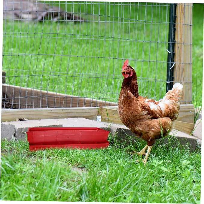 VANZACK Automatic Chicken Feeder Adjustable Feeding Trough Gravity-Fed Poultry Food Container for Quail and Chickens 2-Piece Set Easy to Install