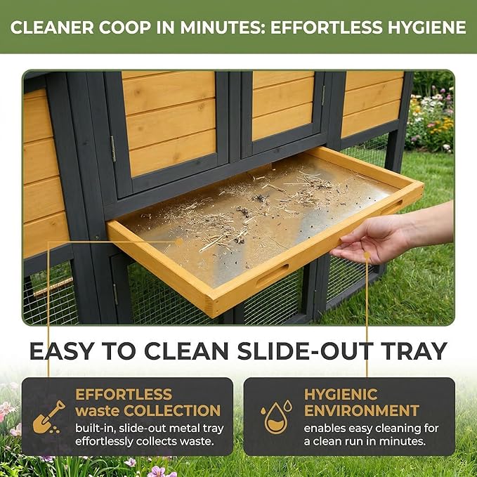 Predator-Proof Large Chicken Coop with Run for 4-8 Chickens | 150" Extra Large Wooden Hen House & Walk in Chicken Coop | Outdoor Duck Coop, Poultry Cage & Nesting Boxes | Jaulas para Gallinas