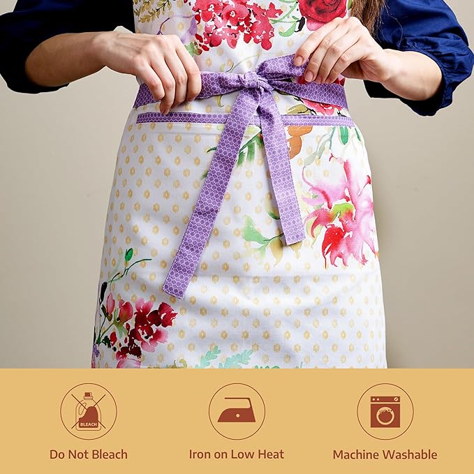 Maison d' Hermine 100% Cotton Apron for women with Pocket Kitchen Chef Apron for Men Cooking Easter Decorations