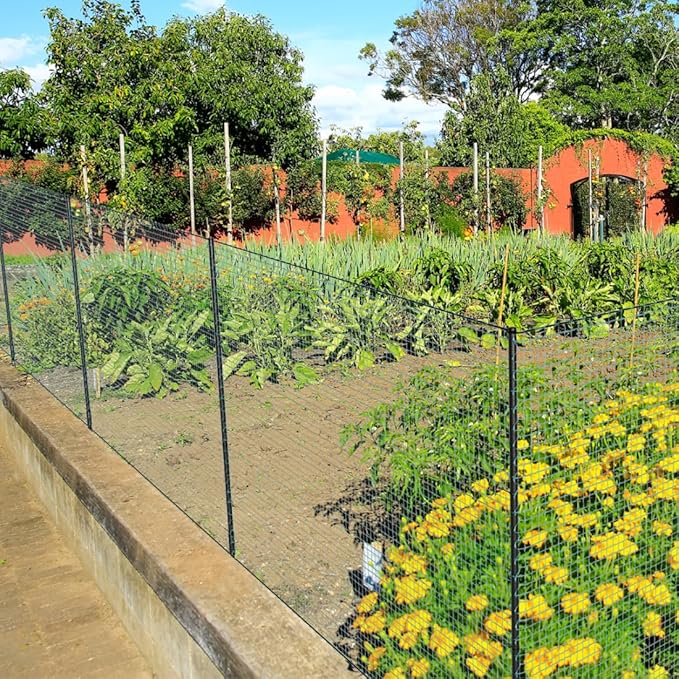 SUNYRISY Garden Mesh Fence Temporary Safety Fencing, 40in x 164ft Garden Fence Animal Barrier with Steel Stakes, Fencing Netting for Construction Backyard Chickens Dog Poultry Deer