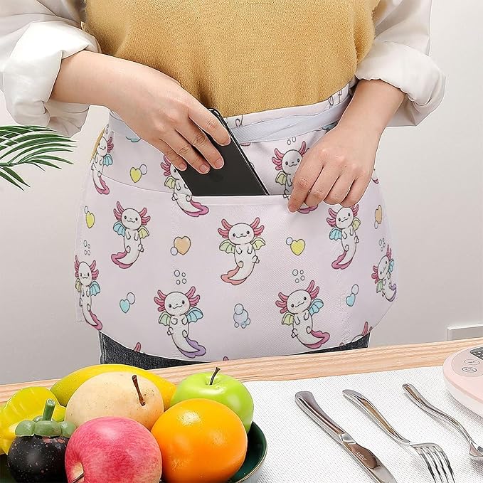 Unisex Half Waiter Waist Short Apron Waterproof Chef Works Waitress Aprons
