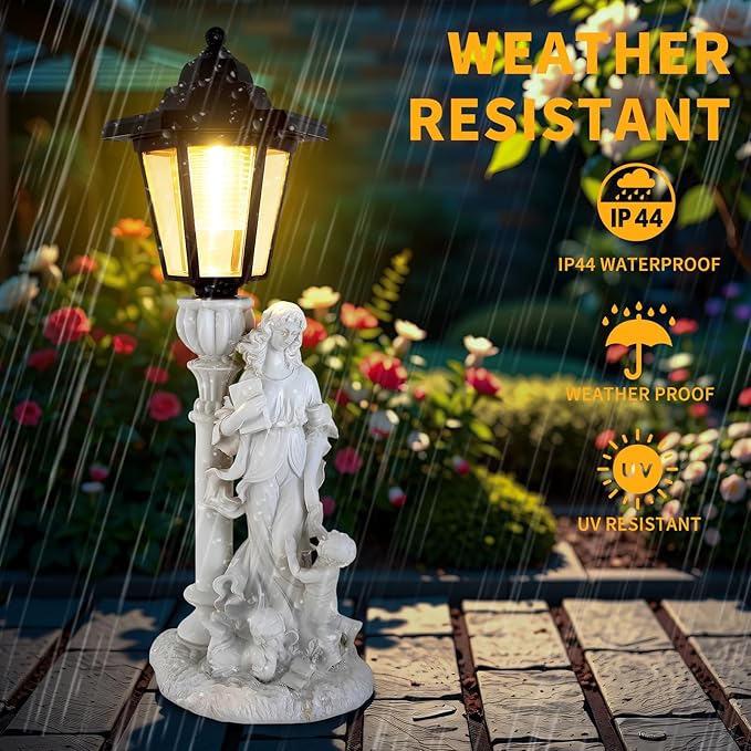 Solar Motherly Love Garden Decor, Outdoor Statues with Solar Powered Lantern for Outside Patio Yard Backyard Gifts for Mother's Day Birthday Housewarming