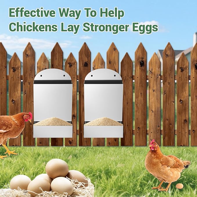 Chicken Feeder,Wall Mounted Galvanized Steel Automatic Chicken Food Dispenser,Hanging Poultry Feeder Outdoor Animal Food Container for Cages,Bunny Chicken Guinea Pig Small Animal,Coop Accessories