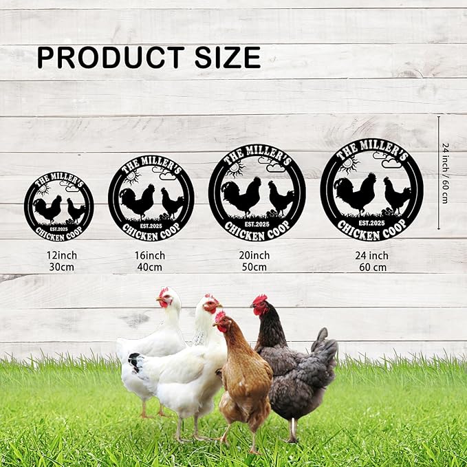 Custom Chicken Coop Metal Sign, Personalized Farmhouse Wall Decor, Vintage Fluffy Butt Hut Decor, Custom Name Sign for Farm, Gifts for Chicken Lovers