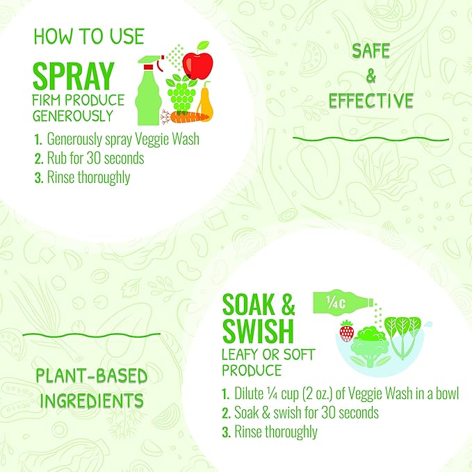 Veggie Wash Fruit & Vegetable Wash, Produce Wash and Cleaner, 16-Fluid Ounce