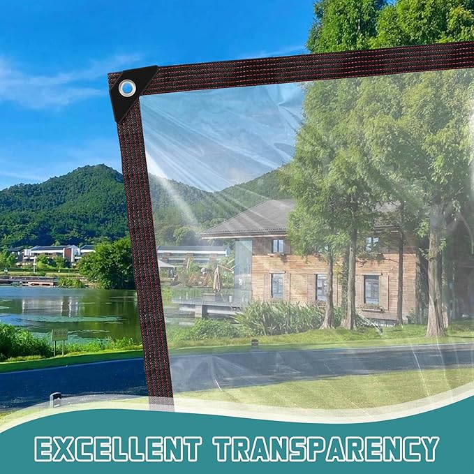 Clear Tarps with Grommets - 7X10 Plastic Tarp Heavy Duty Waterproof Clear Vinyl Patio Enclosure Plastic, Tarpaulin for Greenhouse Outside Porch Chicken Coop Gazebo Plant Garden