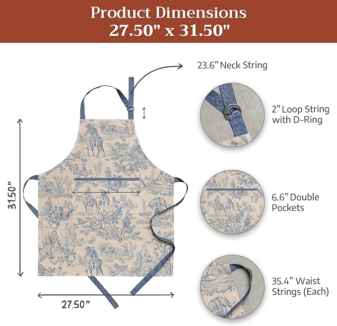Maison d' Hermine 100% Cotton Apron for women with Pocket Kitchen Chef Apron for Men Cooking Easter Decorations