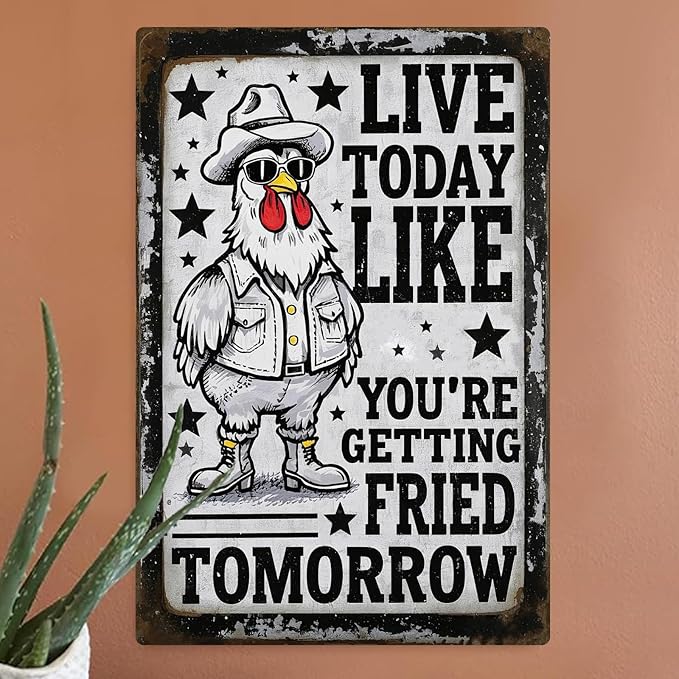 Chicken Retro Tin Sign Vintage Metal Post Wall Art Chicken Decoration for Coops Farms Yard Home Bar Cafe Garage or Office Chicken Gift Idea