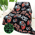Glow in The Dark Gamer Gifts Blanket for Boys Kids, Red Flame Video Game Controller Gaming Throw, Gamer Room Decor for Boys Kids Bedroom, Birthday Gifts 40"x50"