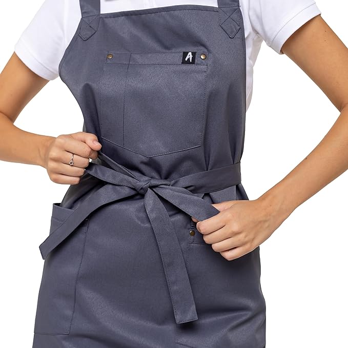 Aquasafe Water-Repellent Cross-Back Bib Apron - Unisex One Size