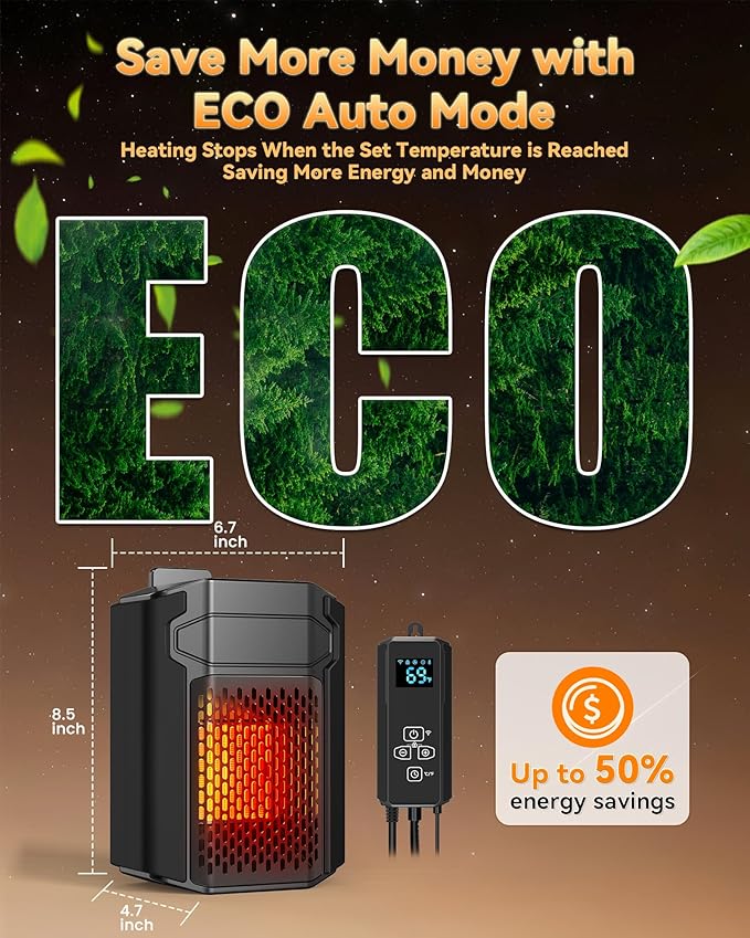 Dog House Heater with Thermostat & Smart APP WIFI Remote, 500W Fast Dog House Heaters Outdoor 41℉-113℉ Doghouse, Chicken Coop, Pig Cat House, Adjustable Temp & Timer, Pet Safe Space Electric