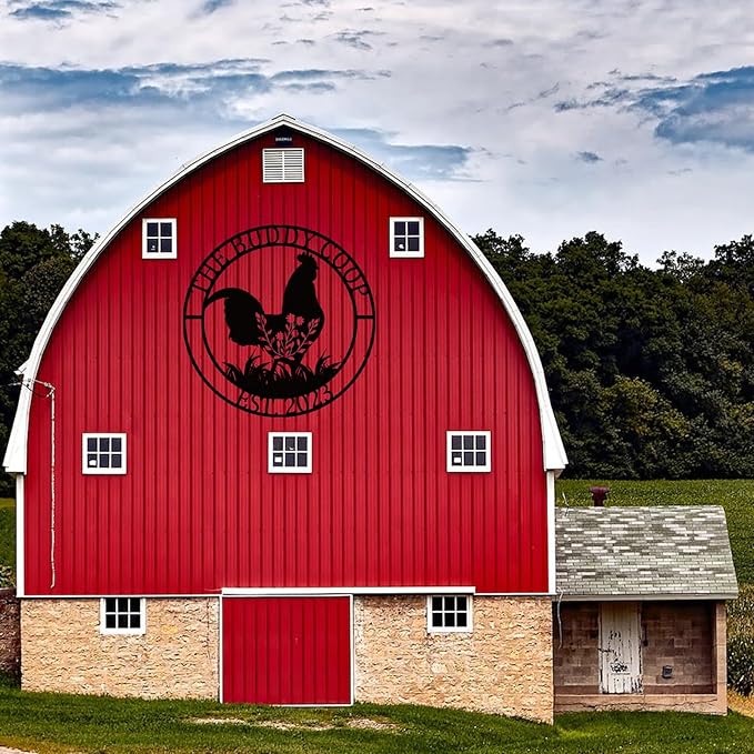 Personalized Metal Chicken Coop Sign - Custom Farm Name Sign for Farmhouse Outdoor Decor - Farmer Gift