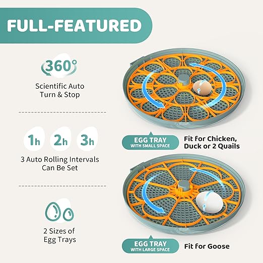 Egg Incubators for Hatching Eggs, Egg Incubator with Automatic Egg Turning and Humidity Control and Temperature Control, 18~36 Eggs Incubator for Chicken & Quail