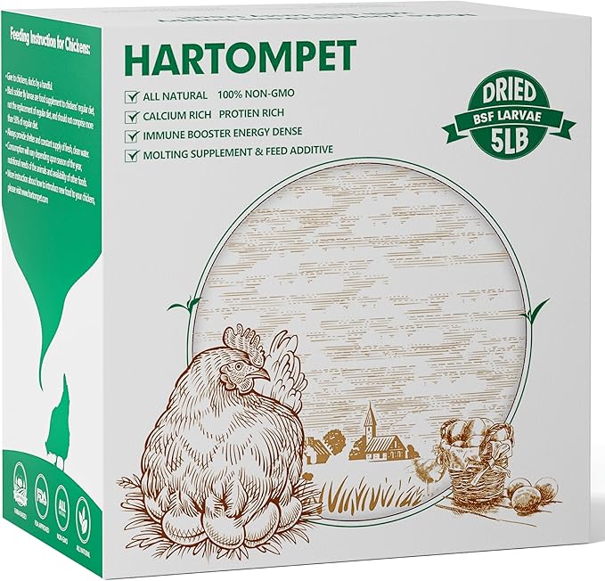 Dried Black Soldier Fly Larvae for Chickens - Non-GMO Poultry Feed Supplement, 85X More Calcium Than Mealworms, 5LB BSF Worms Perfect for Molting & Laying Hens, Ducks & Wild Birds